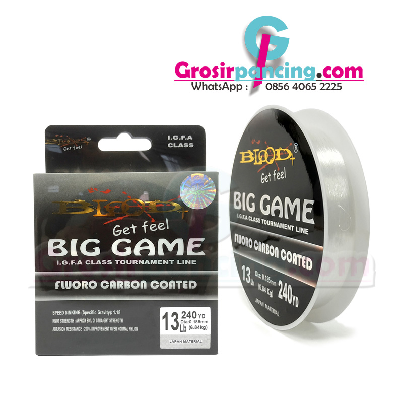 Blood Big Game 13lb 0.185mm 6.84kg 240yd Senar Blood Big Game Fluorocarbon