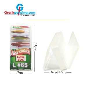 Box Pancing Lure Hinomiya Deskripsi Fungsi : Wadah untuk menyimpan lure, popper ataupun umpan sejenis lainnya Merk : Hinomiya Ukuran : Panjang 27 cm, lebar 18 cm, tinggi 5 cm Warna : Putih Maksimal penyimpanan : 16 lure
